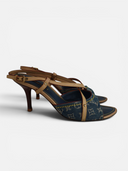 Louis Vuitton Monogram Denim Ankle Wrap Sandals