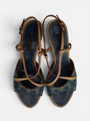 Louis Vuitton Monogram Denim Ankle Wrap Sandals