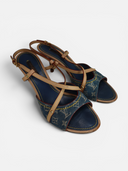 Louis Vuitton Monogram Denim Ankle Wrap Sandals