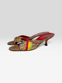 Christian Dior by John Galliano 2004 Rasta Trotter Padlock & Key Kitten Heel Mules - Pair Right Angle