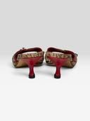Christian Dior by John Galliano 2004 Rasta Trotter Padlock & Key Kitten Heel Mules - Pair Heel View