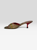 Christian Dior by John Galliano 2004 Rasta Trotter Padlock & Key Kitten Heel Mules - Individual Side Profile 1