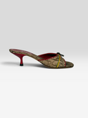 Christian Dior by John Galliano 2004 Rasta Trotter Padlock & Key Kitten Heel Mules - Individual Side Profile 2