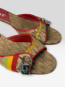 Christian Dior by John Galliano 2004 Rasta Trotter Padlock & Key Kitten Heel Mules - Padlock Key & Trotter Detail