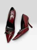 06 Christian Dior by John Galliano Hardcore Burgundy Leather Star Chain Pumps - Pair Alternate Angle 1