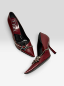 07 Christian Dior by John Galliano Hardcore Burgundy Leather Star Chain Pumps - Pair Alternate Angle 2