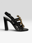 07 Prada Vintage Black Leather Crystal-Embellished Cage Sandals - Individual Shoe Side Profile 2