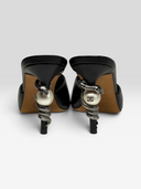 03 Chanel by Karl Lagerfeld Pre-Fall 2016 Black Serpent Pearl Heel Mules - Pair Heel View