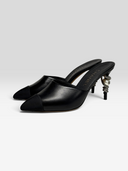 04 Chanel by Karl Lagerfeld Pre-Fall 2016 Black Serpent Pearl Heel Mules - Pair Side Profile