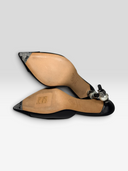 10 Chanel by Karl Lagerfeld Pre-Fall 2016 Black Serpent Pearl Heel Mules - Soles