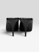 03 Balenciaga Square Knife BB 80 Black Python-Effect Leather Mules - Pair Heel View