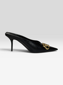 05 Balenciaga Square Knife BB 80 Black Python-Effect Leather Mules - Individual Shoe Side Profile 1