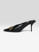 06 Balenciaga Square Knife BB 80 Black Python-Effect Leather Mules - Individual Shoe Side Profile 2