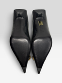 08 Balenciaga Square Knife BB 80 Black Python-Effect Leather Mules - Soles