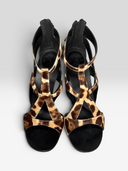 02 Giuseppe Zanotti Leopard Calf Hair Cage Heels - Pair Top View