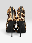 04 Giuseppe Zanotti Leopard Calf Hair Cage Heels - Pair Heel View
