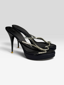 04 Giuseppe Zanotti Black Satin Crystal Platform Mules - Pair Rear Angle