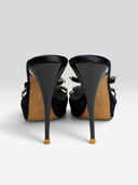 05 Giuseppe Zanotti Black Satin Crystal Platform Mules - Pair Heel View
