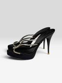 09 Giuseppe Zanotti Black Satin Crystal Platform Mules - Individual Shoe Angle 4