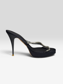 10 Giuseppe Zanotti Black Satin Crystal Platform Mules - Individual Shoe Side Profile 1