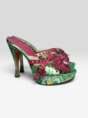 01 Christian Dior by John Galliano FW2003 Koi Python Satin Platform Mules - Pair Front Left Angle