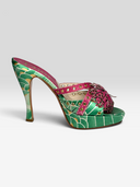 06 Christian Dior by John Galliano FW2003 Koi Python Satin Platform Mules - Individual Shoe Side Profile 2