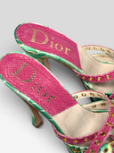 08 Christian Dior by John Galliano FW2003 Koi Python Satin Platform Mules - Insole Brand Detail