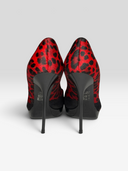 04 Christian Dior by John Galliano Red Leopard Pony Hair Suede Platform Pumps - Pair Heel View