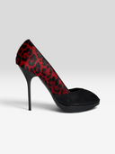 05 Christian Dior by John Galliano Red Leopard Pony Hair Suede Platform Pumps - Individual Shoe Side Profile 1