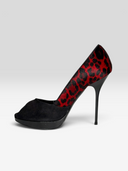 06 Christian Dior by John Galliano Red Leopard Pony Hair Suede Platform Pumps - Individual Shoe Side Profile 2