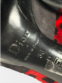 10 Christian Dior by John Galliano Red Leopard Pony Hair Suede Platform Pumps - Sole Brand Size & Origin Stamp