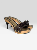 01 Louis Vuitton by Marc Jacobs Vintage Monogram Wood Platform Bow Mules - Pair Front Left Angle