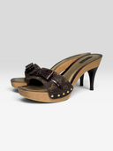 03 Louis Vuitton by Marc Jacobs Vintage Monogram Wood Platform Bow Mules - Pair Front Right Angle