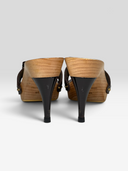04 Louis Vuitton by Marc Jacobs Vintage Monogram Wood Platform Bow Mules - Pair Heel View