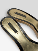08 Louis Vuitton by Marc Jacobs Vintage Monogram Wood Platform Bow Mules - Insole Brand Detail