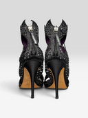 Giuseppe Zanotti Black Crystal Cutout Cage Sandals - Pair Heel View