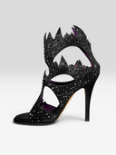 Giuseppe Zanotti Black Crystal Cutout Cage Sandals - Individual Shoe Side Profile 1