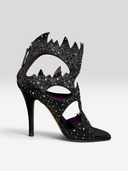 Giuseppe Zanotti Black Crystal Cutout Cage Sandals - Individual Shoe Side Profile 2