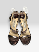 Jimmy Choo Vintage Metallic Bronze Crystal Buckle Sandals - Pair Top View