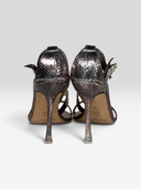 Jimmy Choo Vintage Metallic Bronze Crystal Buckle Sandals - Pair Heel View