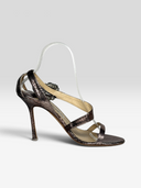 Jimmy Choo Vintage Metallic Bronze Crystal Buckle Sandals - Individual Shoe Side Profile 1