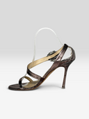 Jimmy Choo Vintage Metallic Bronze Crystal Buckle Sandals - Individual Shoe Side Profile 2
