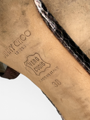 Jimmy Choo Vintage Metallic Bronze Crystal Buckle Sandals - Sole Brand Size & Origin Stamp