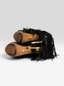 Hervé Léger Frayah Black Suede Fringe Platform Booties - Soles