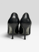 Dolce & Gabbana Vintage Black Leather DG Logo Peep-Toe Pumps - Pair Heel View