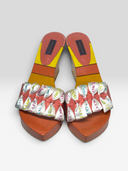 Emilio Pucci Vintage Multicolour Logo Ribbon Platform Wedge Mules - Pair Top