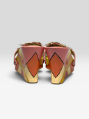 Emilio Pucci Vintage Multicolour Logo Ribbon Platform Wedge Mules - Pair Heel
