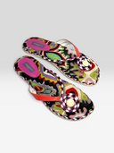 Emilio Pucci Vintage Multicolour Print Braided Rosette Thong Sandals - Pair Top View