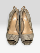 Nicholas Kirkwood Grey Python Sculptural Platform Slingback Heels - Pair Front View