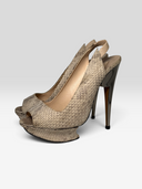 Nicholas Kirkwood Grey Python Sculptural Platform Slingback Heels - Pair Alternate Angle